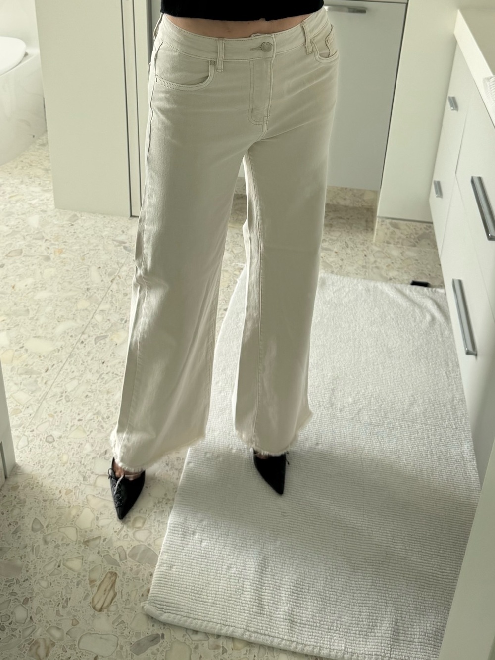 High-Rise Wide-Leg Jeans in Cream — Women’s Flare Pants